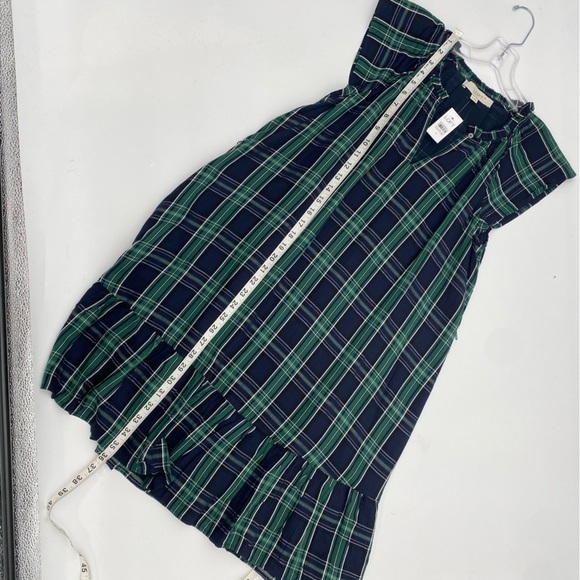 LOFT Green Black Plaid Short cap sleeve dress size 6 - Picture 8 of 10